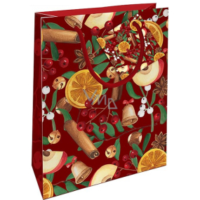 Nekupto Gift paper bag 14 x 11 x 6,5 cm Christmas cinnamon, orange, apple