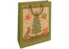 Nekupto Gift kraft bag 28 x 37 cm Christmas tree with animals