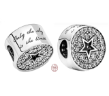 Charm Sterling silver 925 Congratulations with star, stopper, clip bead on anniversary bracelet