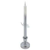 Long LED candle on base white - silver 25,5 cm
