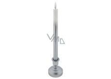 Long LED candle on base white - silver 25,5 cm
