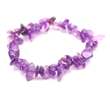 Amethyst bracelet elastic chopped natural stone 16 cm, for children, stone of kings and bishops