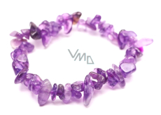 Amethyst bracelet elastic chopped natural stone 16 cm, for children, stone of kings and bishops