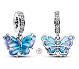 Charm Sterling silver 925 Magic butterfly Murano glass animal bracelet pendant