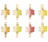 Wooden leaves on a 3 cm peg, 8 pieces