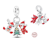 Charm Sterling Silver 925 Reindeer, Santa, and Tree 3-in-1, Bracelet Pendant Christmas