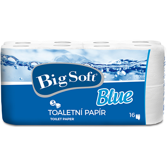 Big Soft Blue toilet paper white 3 ply 150 pieces of 16 rolls