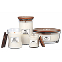 WoodWick White Tea & Jasmine - White tea and Jasmine scented candle with wooden wick and lid glass medium 275 g