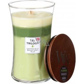 WoodWick Trilogy Garden Oasis - Garden oasis scented candle with wooden wick and lid glass large 609.5 g