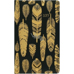 Albi Diary 2019 pocket weekly Feather black-gold 15,5 x 9,5 x 1,2 cm