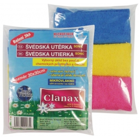 Clanax Sonic Swedish microfiber cloth 30 x 30 cm 180 g / m2 3 pieces