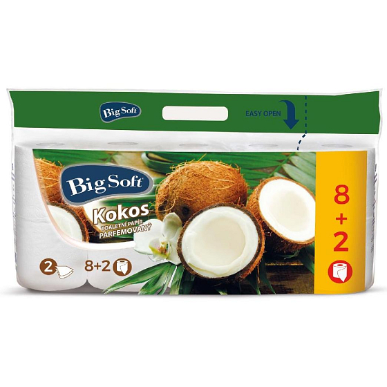Big Soft Coconut scented toilet paper white 200 sheets 2 ply 10 pieces
