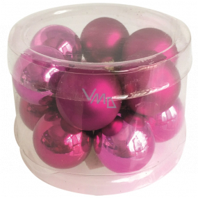 Glass flasks dark pink set 2.5 cm, 12 pieces