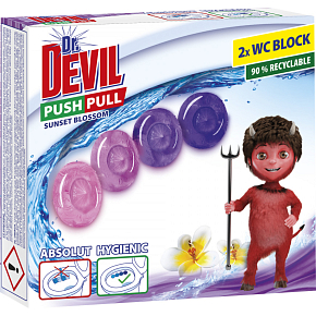 Dr. Devil WC Push Pull Gel Sunset Blossom toilet block without basket, 2 × 20 g