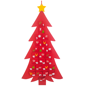 Advent calendar felt red tree 50 x 93 cm