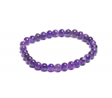 Amethyst bracelet elastic natural stone, ball 6 mm / 16 - 17 cm, stone of kings and bishops
