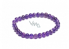 Amethyst bracelet elastic natural stone, ball 6 mm / 16 - 17 cm, stone of kings and bishops