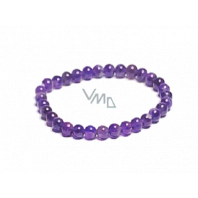 Amethyst bracelet elastic natural stone, ball 6 mm / 16 - 17 cm, stone of kings and bishops