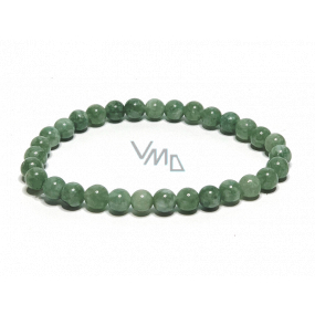 Jadeite Burmese green bracelet elastic natural stone, ball 6 mm / 16 - 17 cm