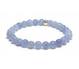 Tourmaline Indicolit blue bracelet elastic natural stone, ball 6 mm / 16 - 17 cm, guardian of good mood