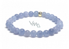 Tourmaline Indicolit blue bracelet elastic natural stone, ball 6 mm / 16 - 17 cm, guardian of good mood