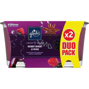 Glade Merry Berry & Wine scented berry and red wine scented candle in glass, burning time up to 2 x 38 hours 2 x 129 g, duopack