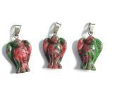 Anyolite / Ruby in Zoisite Angel protector pendant natural stone 25 x 21 x 5 mm, relieves in times of mourning