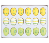 Wooden egg for hanging Yellow, white, green 2,5 cm 18 pieces in box