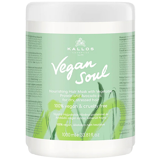Kallos Vegan Soul Nourishing Nourishing Mask for dry and stressed hair 1000 ml