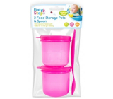 First Step Travel food set pink 2 bowls + spoon