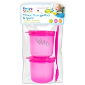 First Step Travel food set pink 2 bowls + spoon