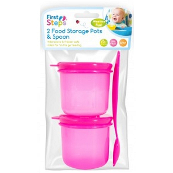First Step Travel food set pink 2 bowls + spoon