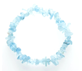 Aquamarine bracelet elastic chopped natural stone 19 cm, symbol of justice