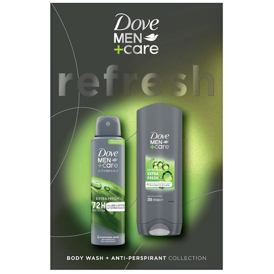 Dove Men+Care Refresh shower gel 250 ml + deodorant spray 150 ml, gift set