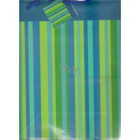 Nekupto Gift paper bag 32.5 x 26 x 13 cm Green - blue striped 1 piece 322 40