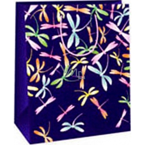 Ditipo Gift paper bag 26.4 x 13.7 x 32.4 cm purple colored dragonflies