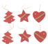 Knitted red decoration for hanging 6 pieces in a bag