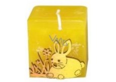 Candle cube wooden apl. fragrant 45mm yellow