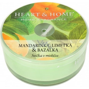 Heart & Home Tangerine, lime and basil Soy scented candle in a bowl burns for up to 12 hours 36 g