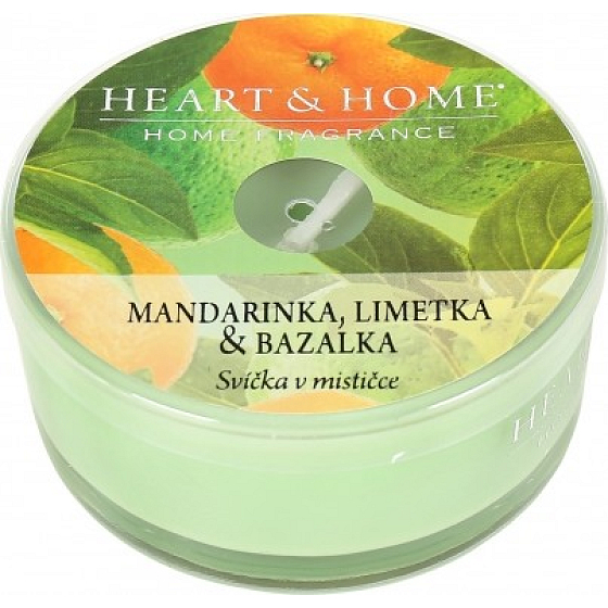 Heart & Home Tangerine, lime and basil Soy scented candle in a bowl burns for up to 12 hours 36 g