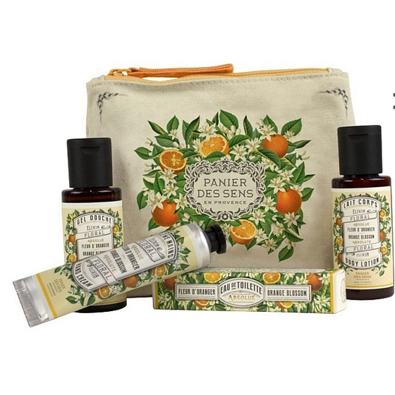 Panier des Sens Orange Flower Shower Gel 50 ml + Body Lotion 50 ml + Eau de Toilette 3.5 ml + Hand Cream 30 ml, Travel Gift Set
