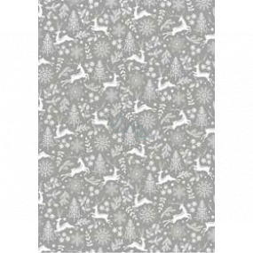 Ditipo Gift wrapping paper 70 x 200 cm Christmas silver deer trees snowflakes