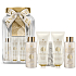 Grace Cole Warm Vanilla & Sweet Almond body cream 50 ml + hand and nail cream 50 ml + bath foam 100 ml + washing gel 100 ml + washing sponge + glass container, cosmetic set for women
