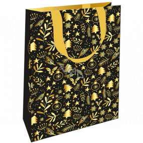 Nekupto Gift paper bag with embossing 17.5 x 11 x 8 cm Christmas gold ornaments