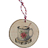 Bohemia Gifts Handmade wooden Christmas ornament Mug with chocolate 6 cm