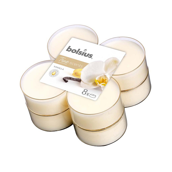 Bolsius Aromatic 2.0 Vanilla - Vanilla maxi scented tea lights 8 pieces, burning time 8 hours