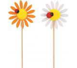 Felt flower with ladybug 6 cm + skewer 1 piece
