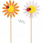 Felt flower with ladybug 6 cm + skewer 1 piece
