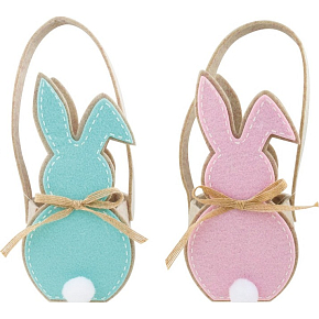 Felt basket pastel rabbit with tail 16 cm 1 piece