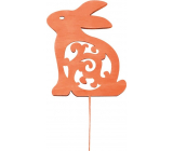 Wooden orange rabbit 8 cm + wire, 1 piece